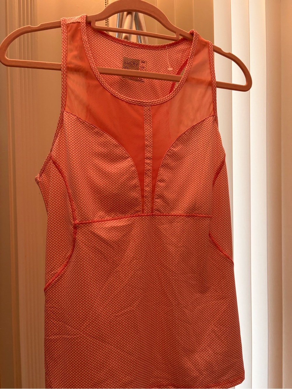 Lucky in Love Coral Mesh Athletic Tank